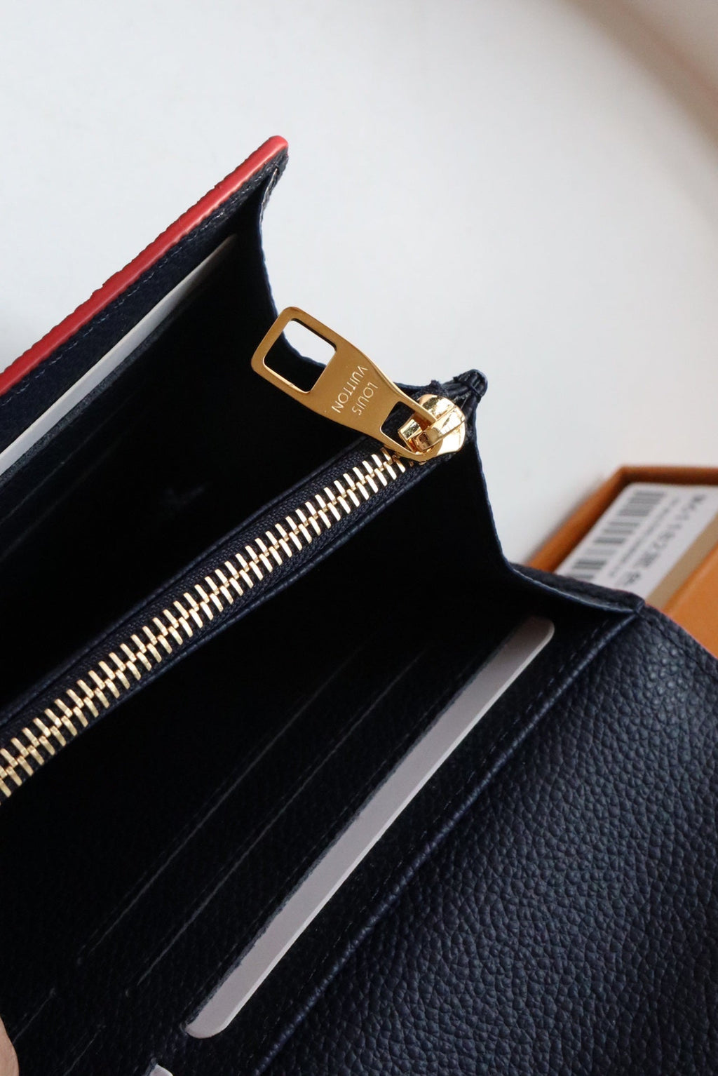 LOUIS VUITTON LV SARAH WALLET MONOGRAM EMPREINTE LEATHER 19CM BLACK RED