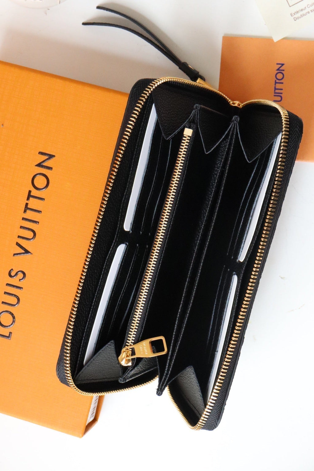 LOUIS VUITTON LV ZIPPY WALLET LONG PURSE BLACK MONOGRAM EMPREINTE LEATHER