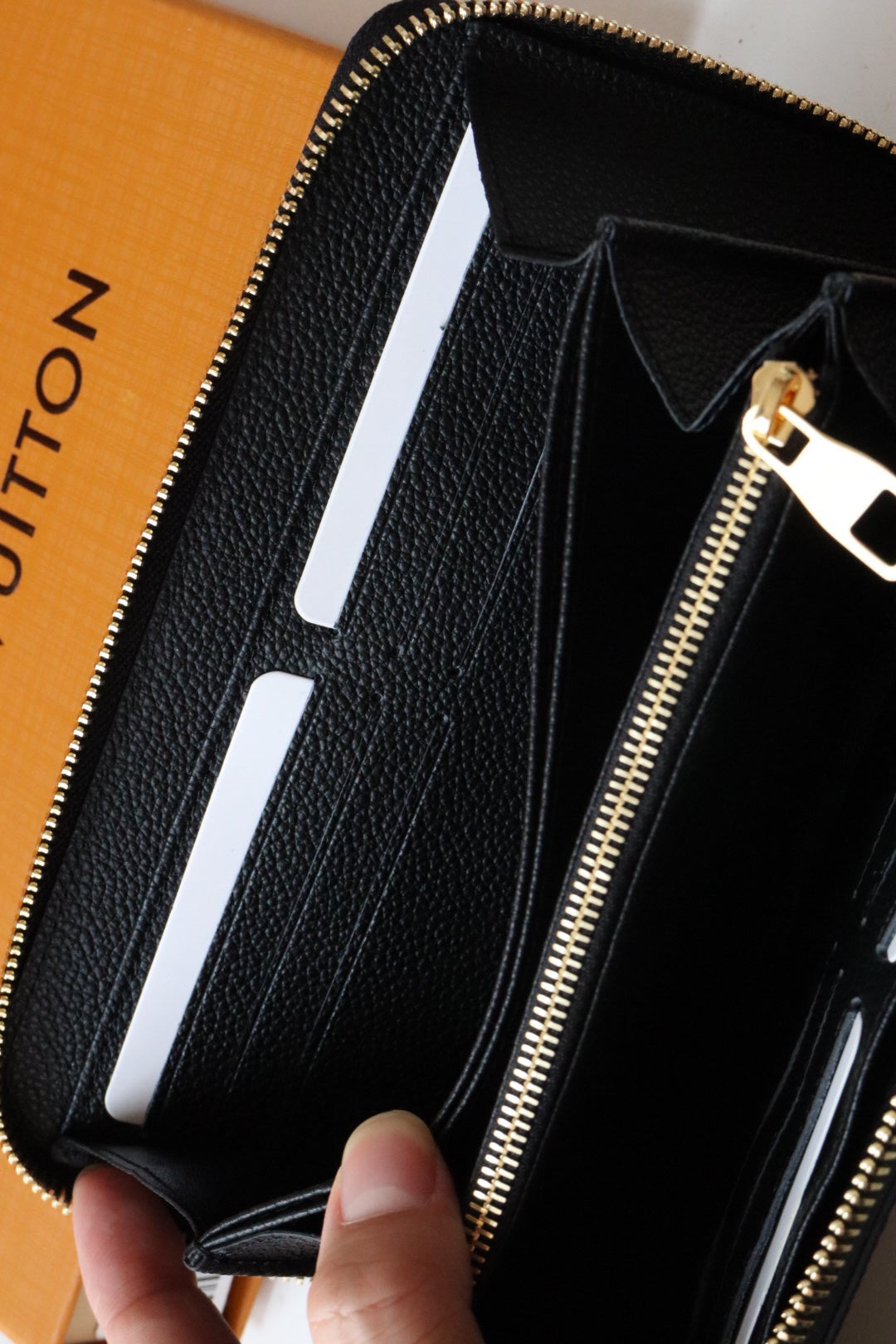 LOUIS VUITTON LV ZIPPY WALLET LONG PURSE BLACK MONOGRAM EMPREINTE LEATHER