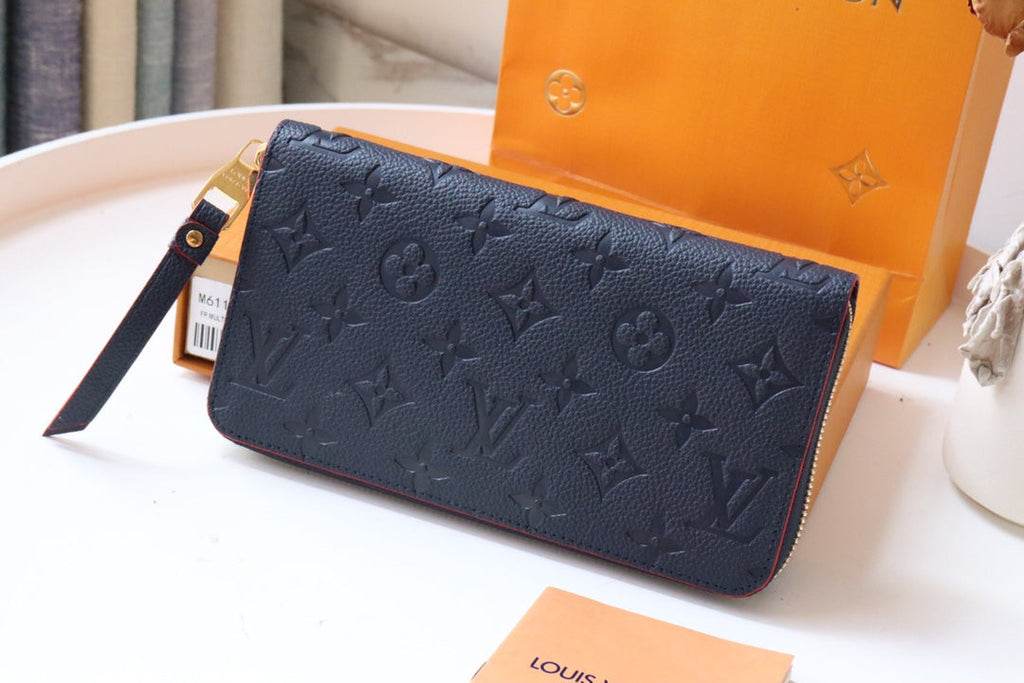 LOUIS VUITTON LV ZIPPY WALLET LONG PURSE BLUE RED EMPREINTE LEATHER
