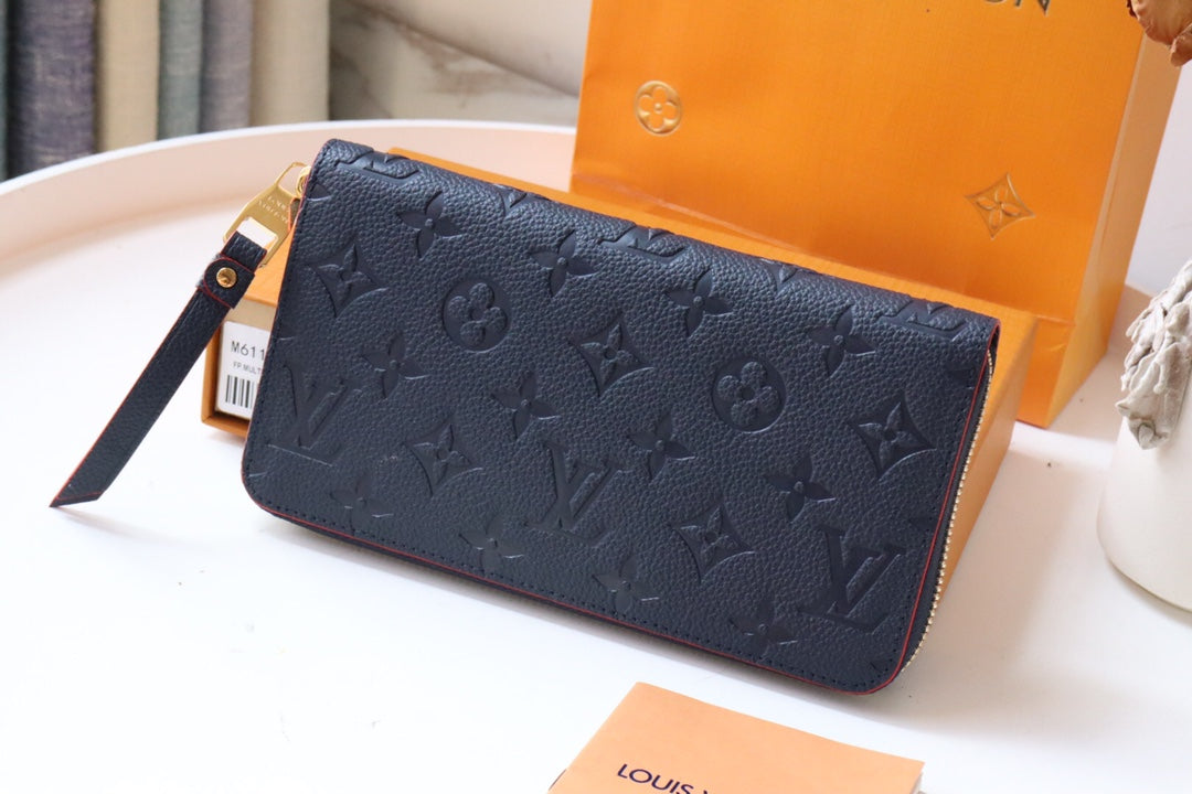 LOUIS VUITTON LV ZIPPY WALLET LONG PURSE BLUE RED EMPREINTE LEATHER