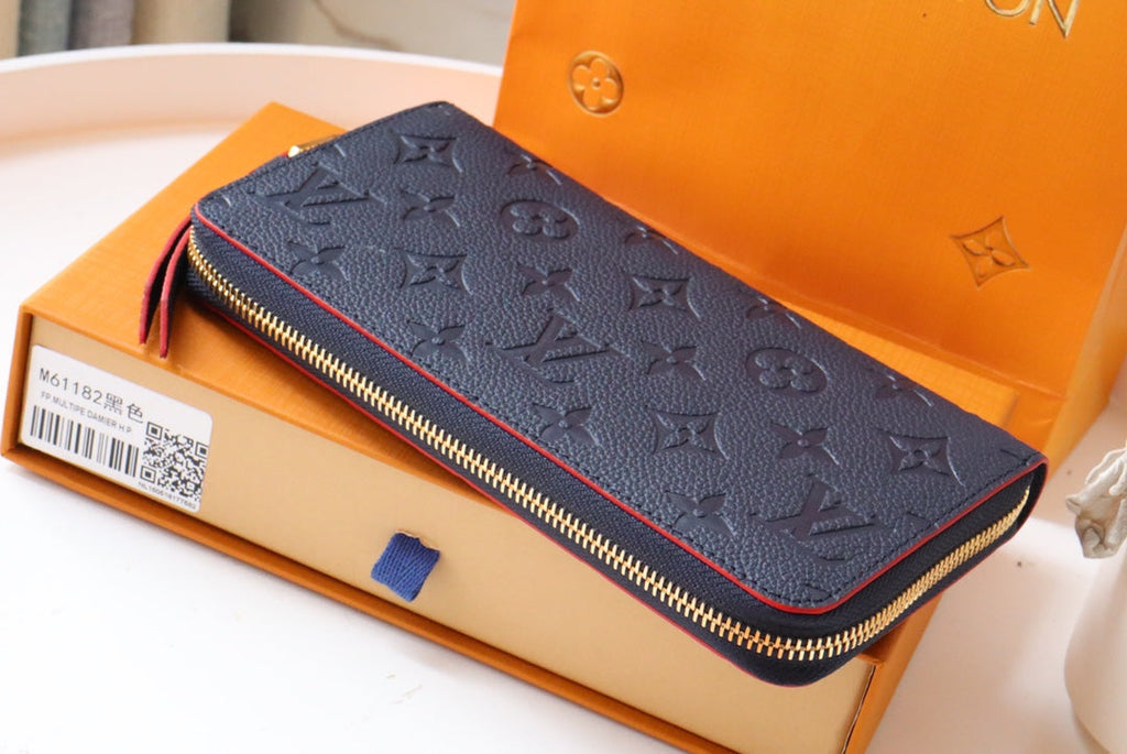 LOUIS VUITTON LV ZIPPY WALLET LONG PURSE BLUE RED EMPREINTE LEATHER