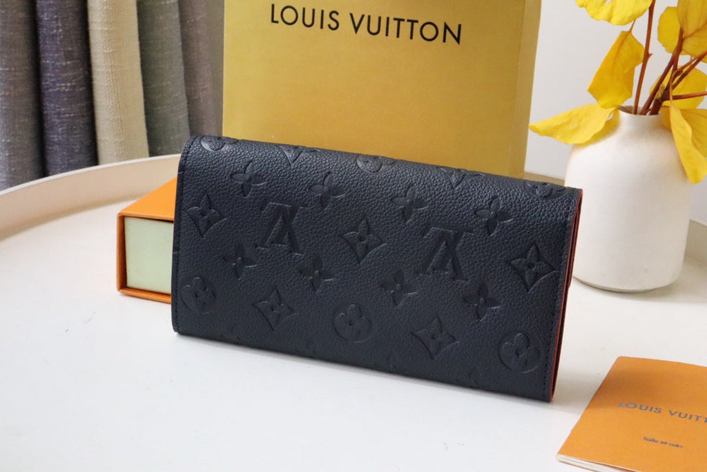 LOUIS VUITTON SARAH WALLET BLACK RED MONOGRAM EMPREINTE 19CM