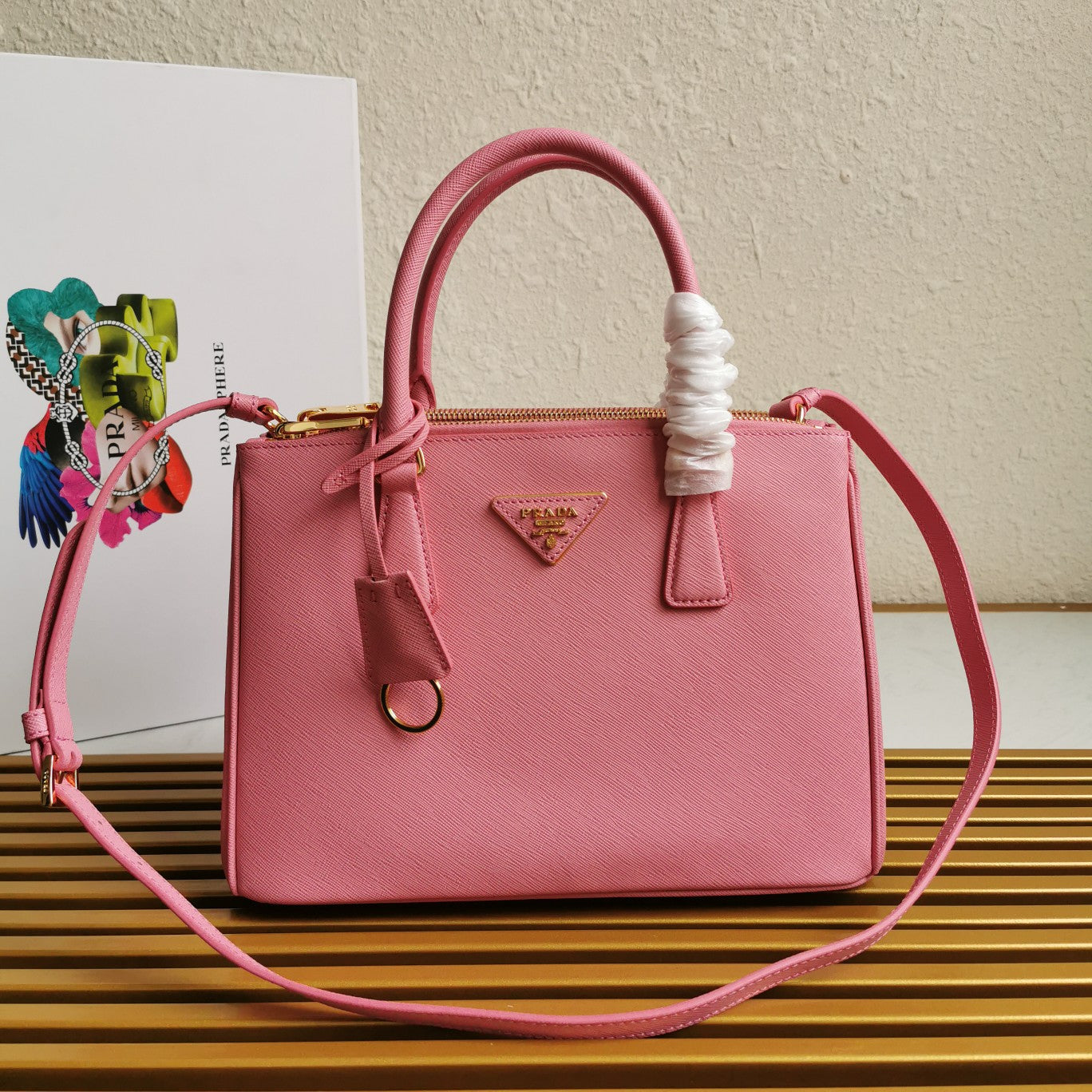 PRADA MEDIUM GALLERIA 28 PINK SAFFIANO LEATHER
