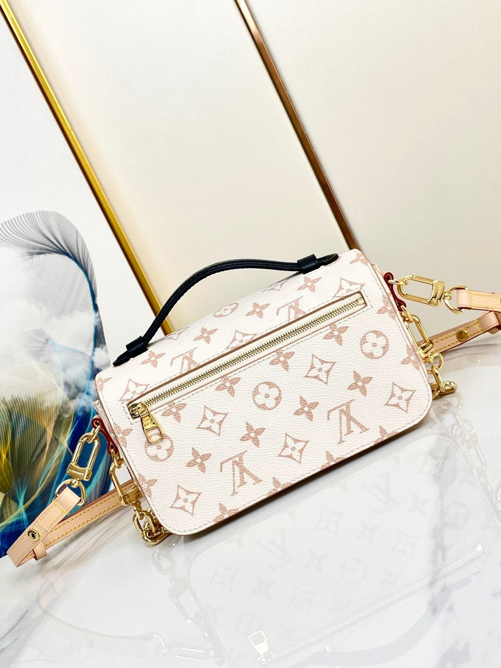 LOUIS VUITTON POCHETTE METIS 21.5 WHITE BROWN MONOGRAM CANVAS
