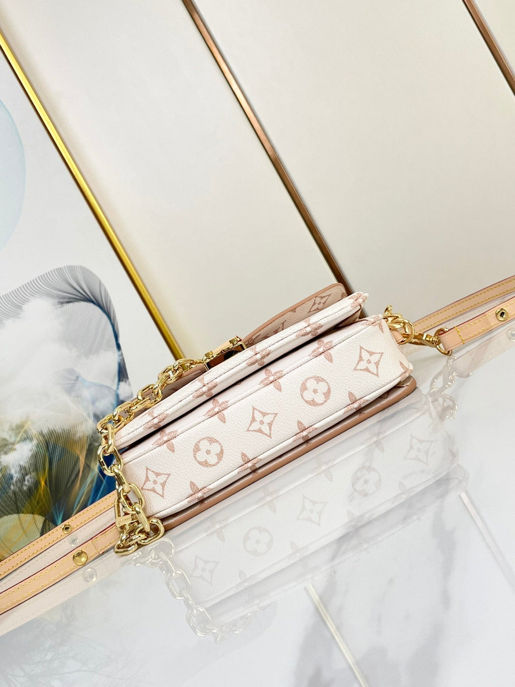 LOUIS VUITTON POCHETTE METIS 21.5 WHITE BROWN MONOGRAM CANVAS