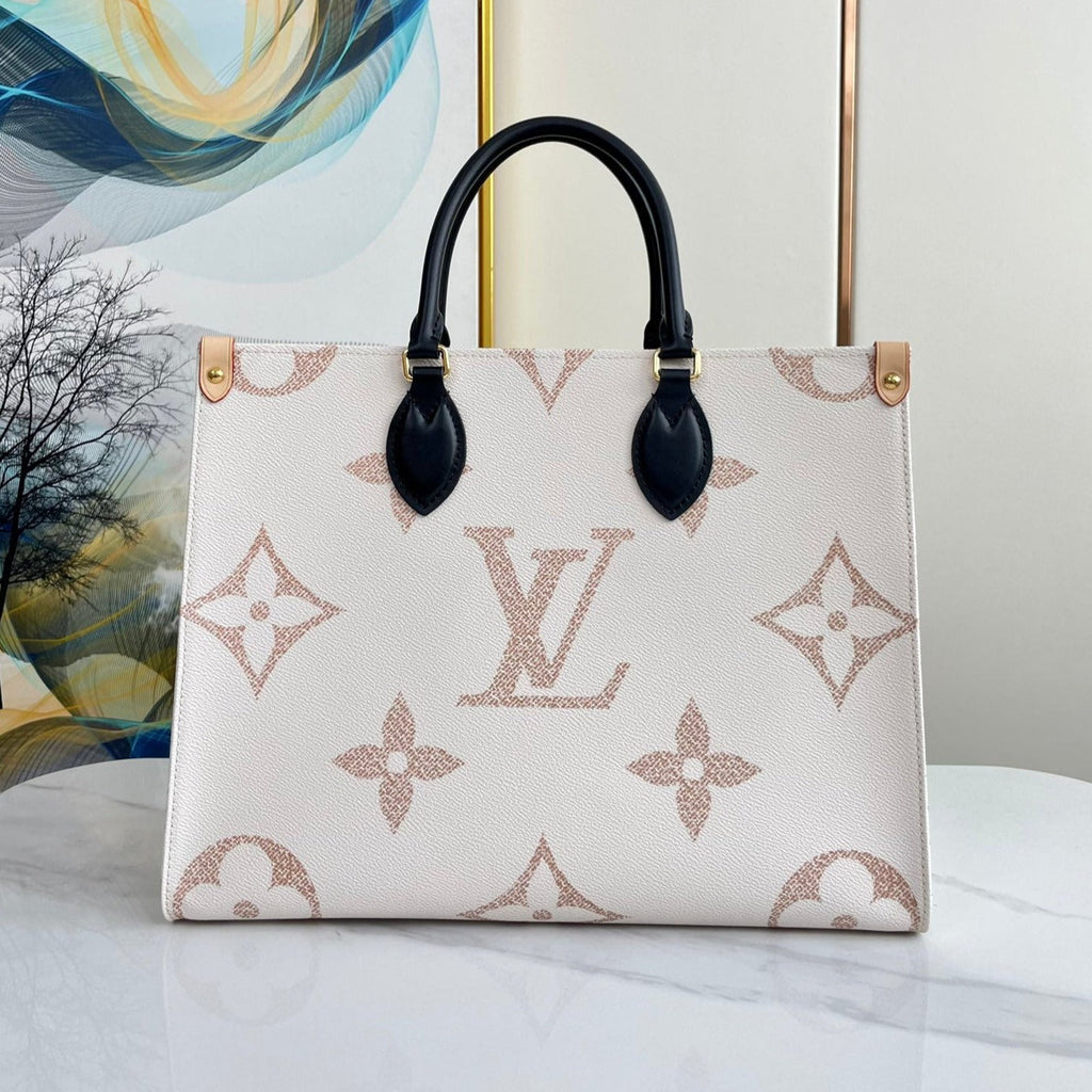 LOUIS VUITTON ONTHEGO 35 WHITE BROWN MONOGRAM CANVAS