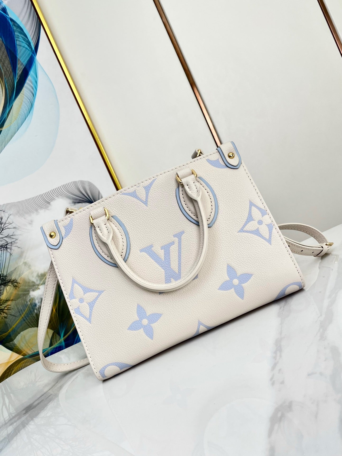 LOUIS VUITTON ONTHEGO 25 WHITE PURPLE MONOGRAM CANVAS