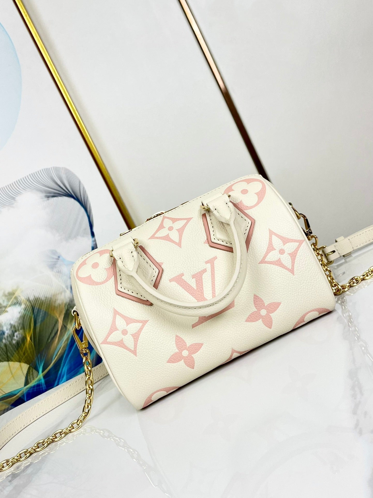 LOUIS VUITTON SPEEDY 20.5 WHITE PINK MONOGRAM CANVAS