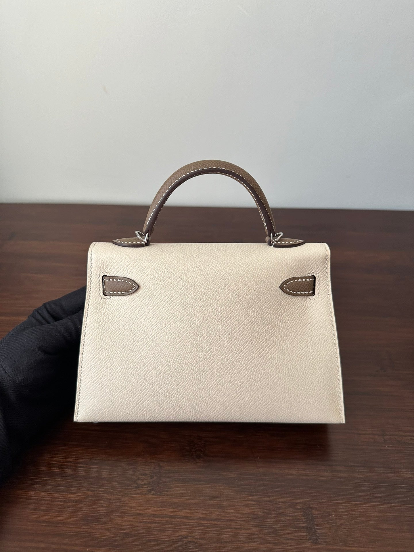 HERMES KELLY MINI 20 WHITE ETAIN EPSOM SILVER HARDWARE