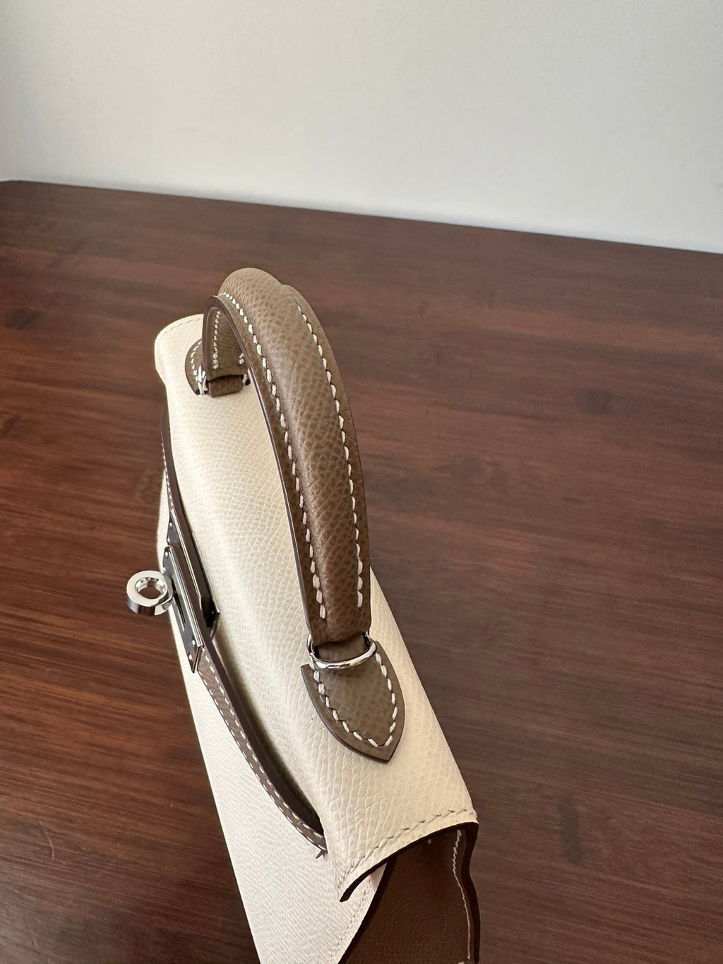 HERMES KELLY MINI 20 WHITE ETAIN EPSOM SILVER HARDWARE