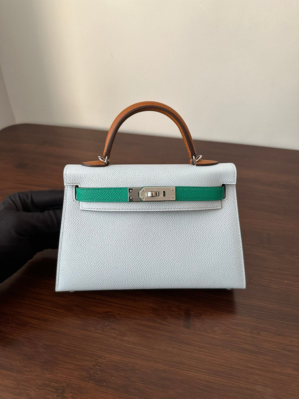 HERMES KELLY MINI 20 CLOUD BLUE EPSOM SILVER HARDWARE