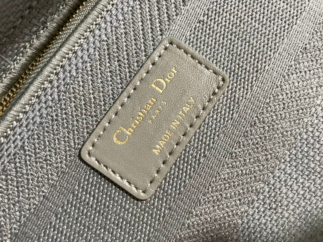 DIOR MEDIUM LADY D-LITE 24 GRAY CANNAGE EMBROIDERY
