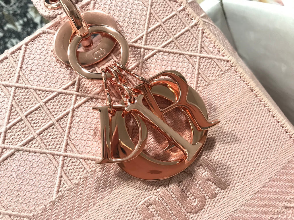 DIOR MEDIUM LADY D-LITE 24 PINK CANNAGE EMBROIDERY