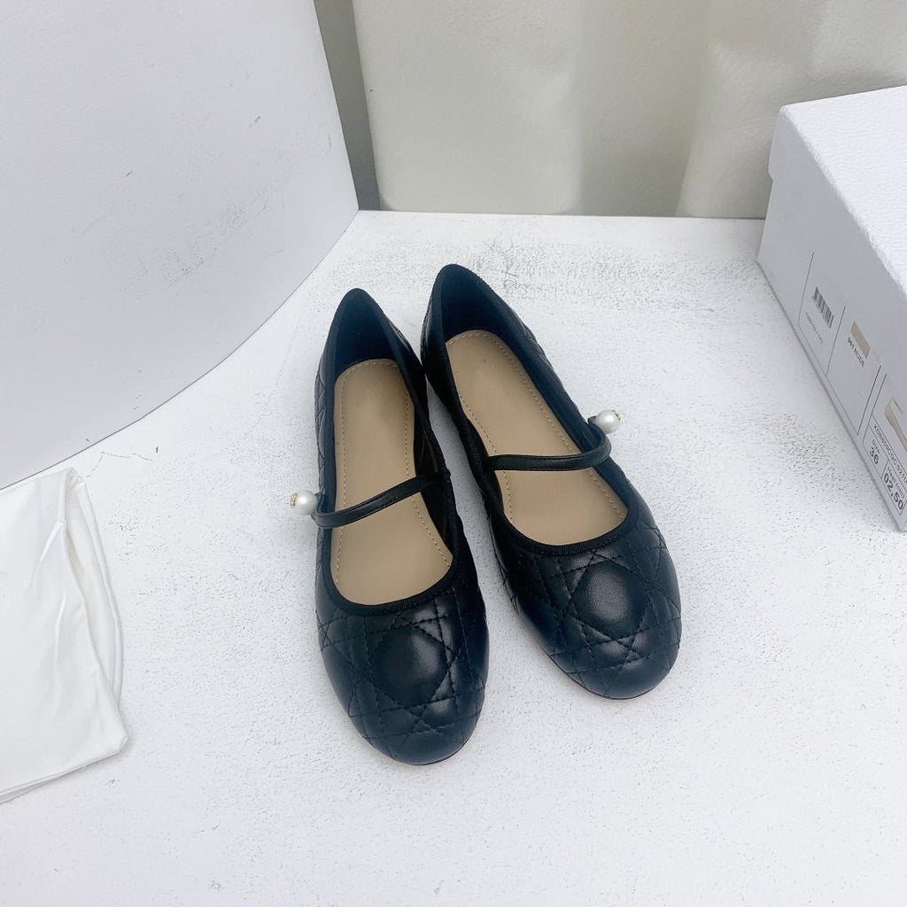 DIOR CD BALLET FLAT BLACK MOP MIDDLE