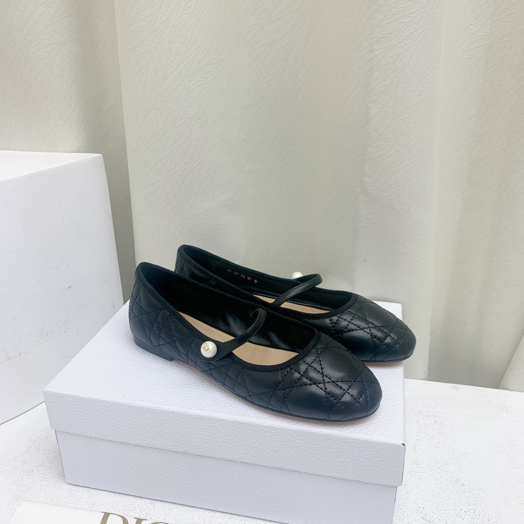 DIOR CD BALLET FLAT BLACK MOP MIDDLE