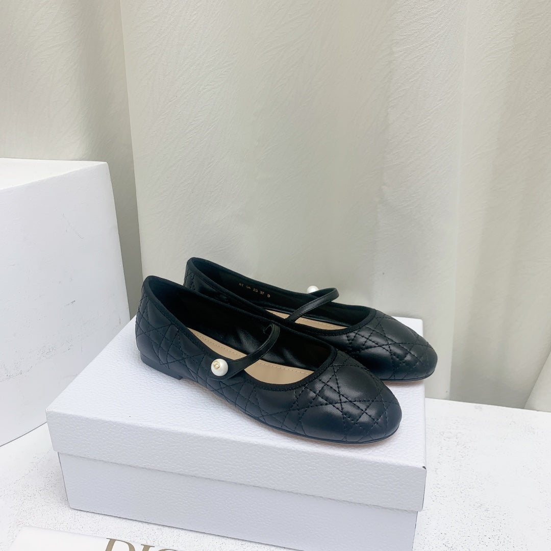 DIOR CD BALLET FLAT BLACK MOP MIDDLE