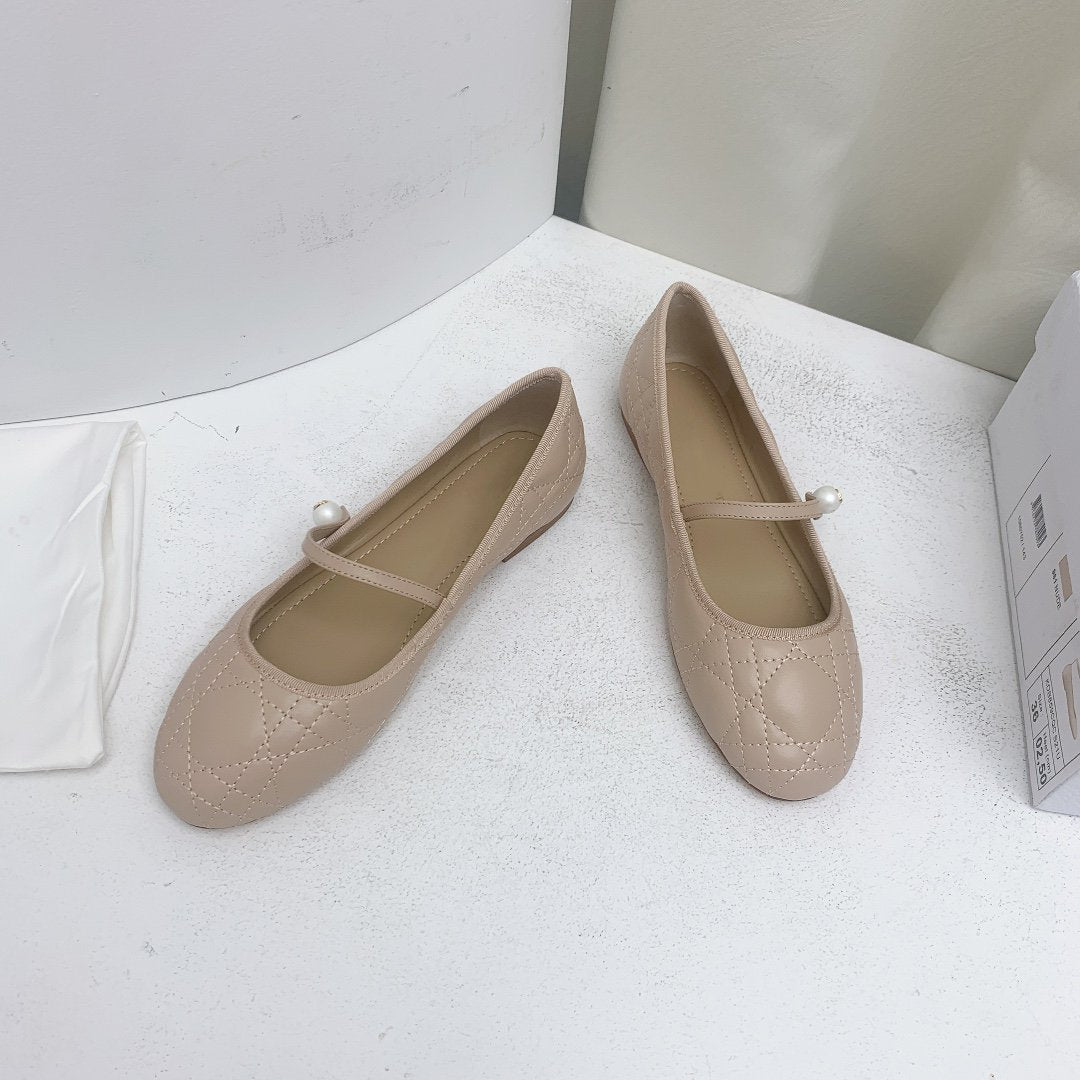 DIOR CD BALLET FLAT BEIGE MOP MIDDLE
