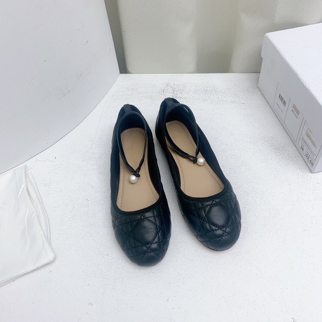 DIOR CD BALLET FLAT BLACK MOP
