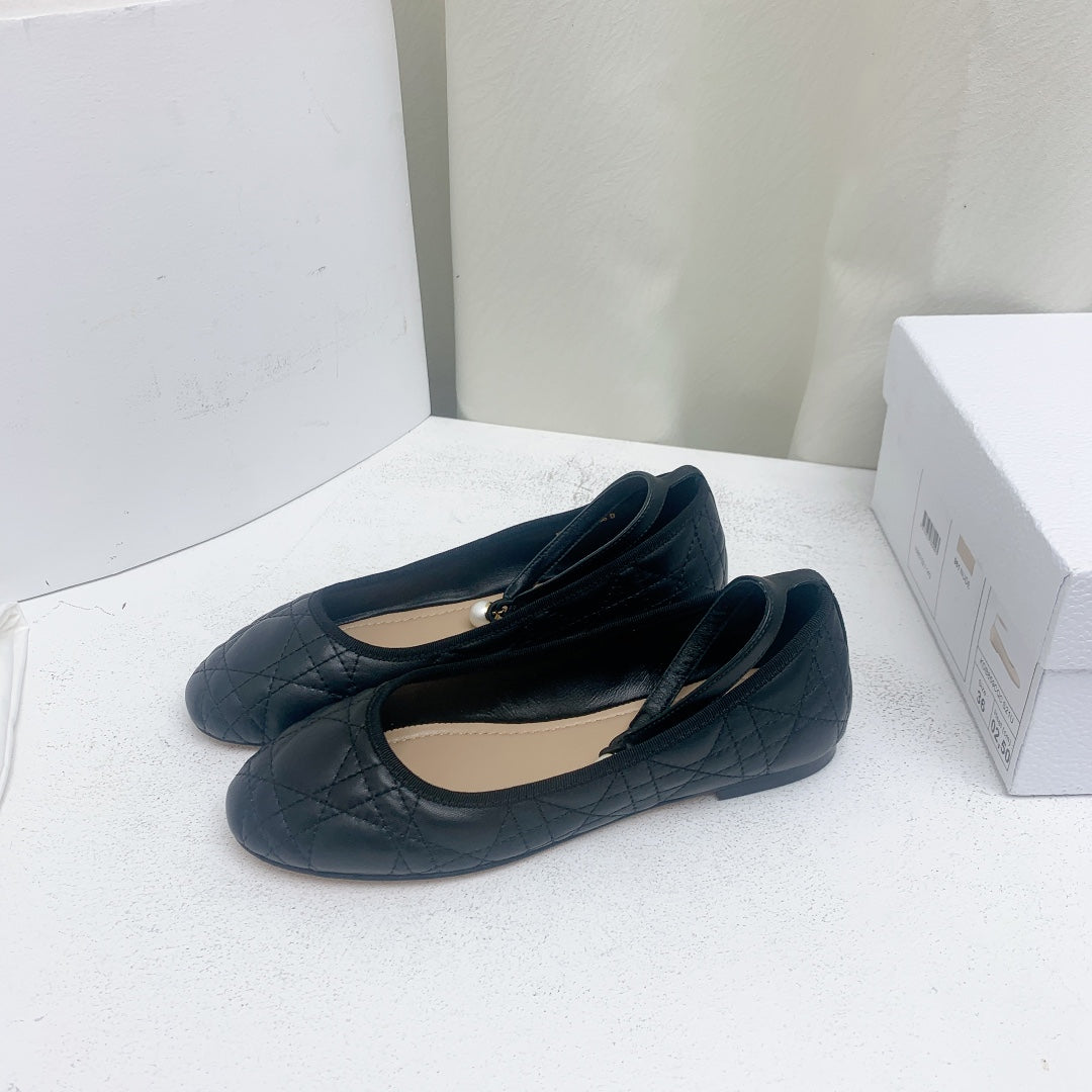 DIOR CD BALLET FLAT BLACK MOP