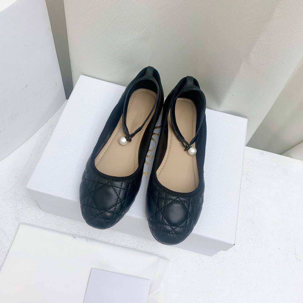 DIOR CD BALLET FLAT BLACK MOP