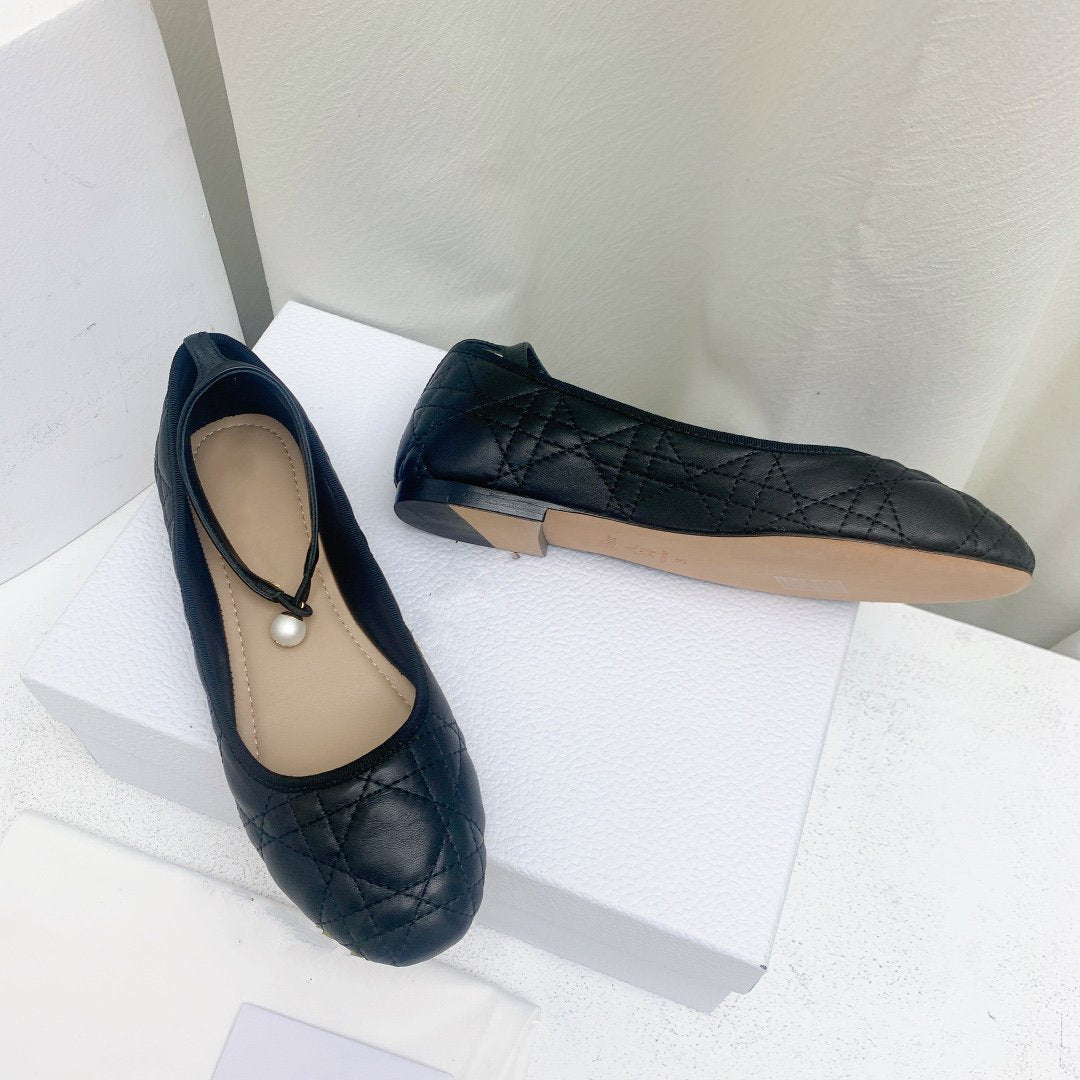 DIOR CD BALLET FLAT BLACK MOP