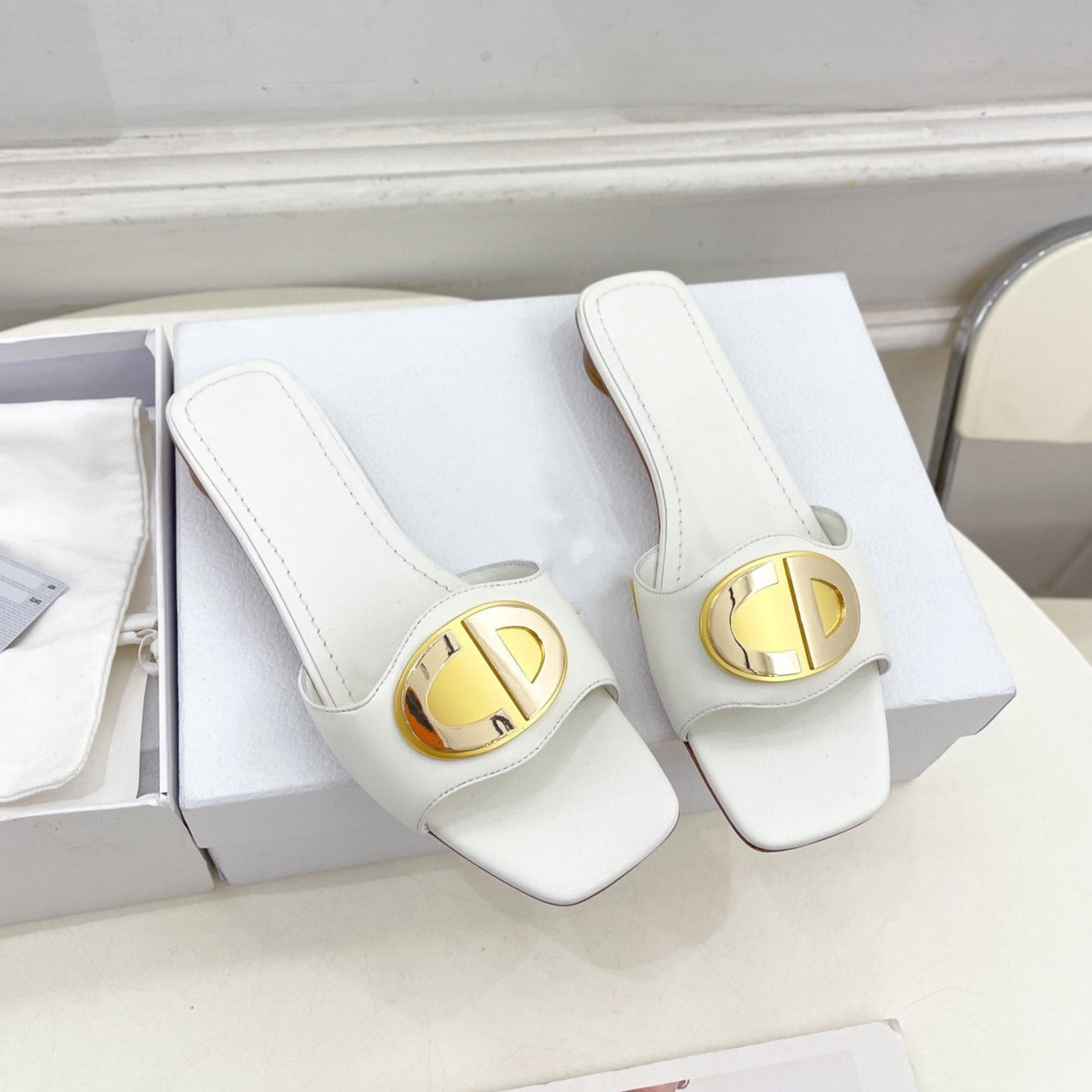 DIOR CD FOREVER HEELED 1.5CM WHITE