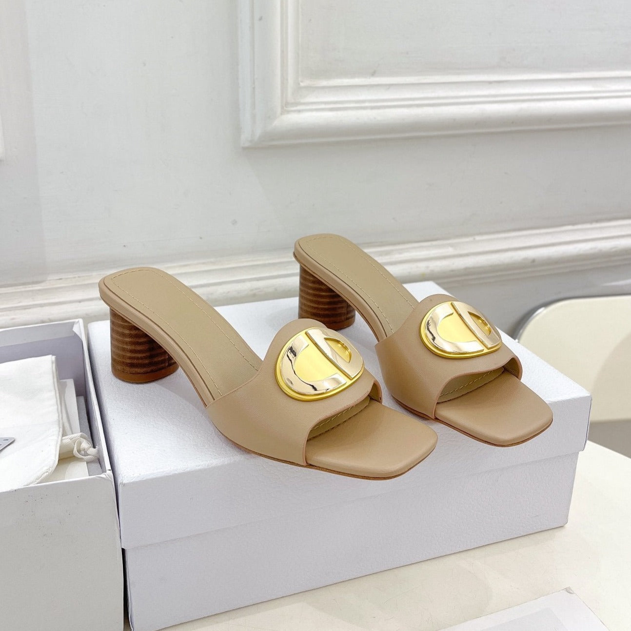 DIOR CD FOREVER HEELED 5CM BEIGE