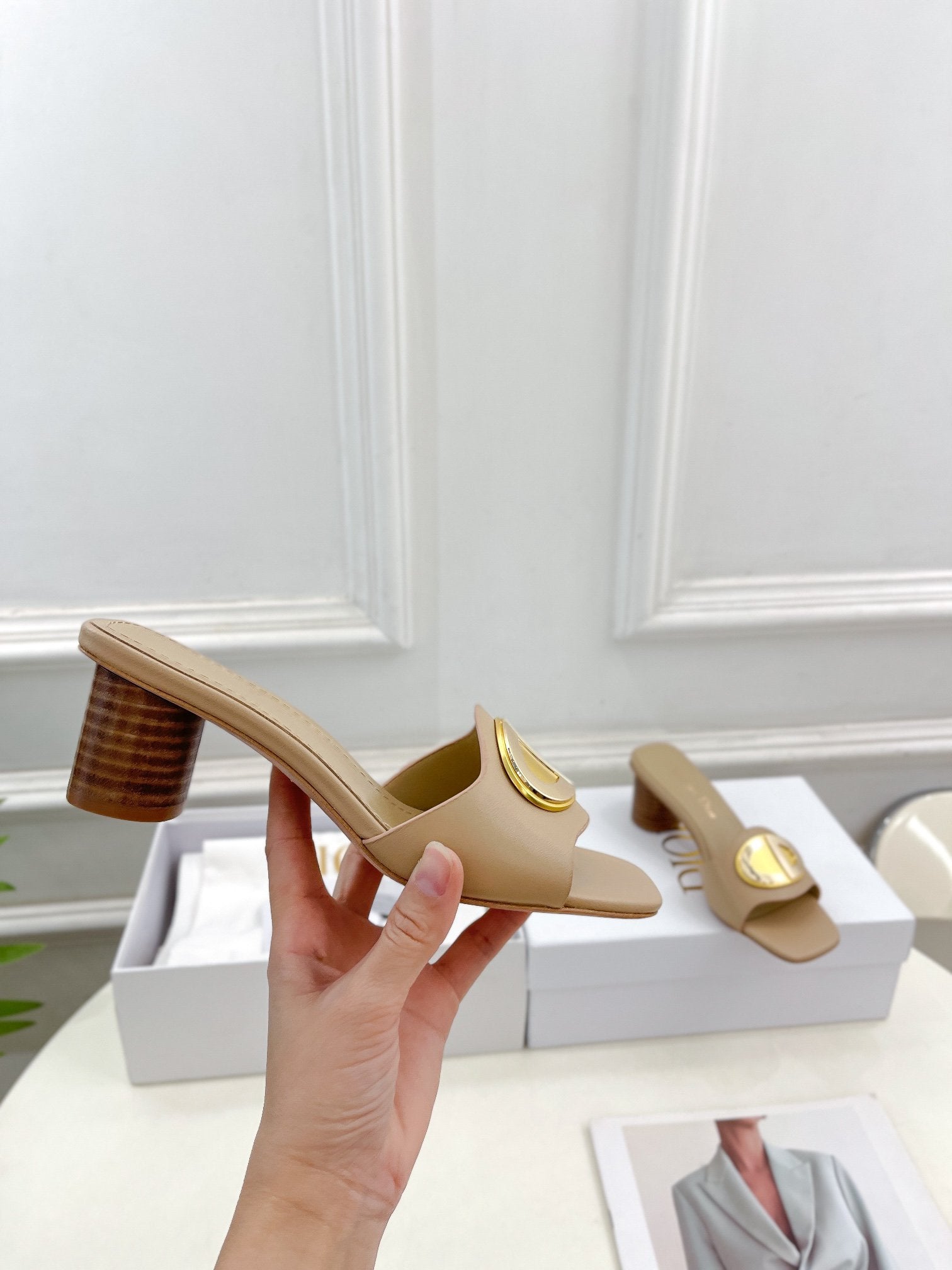 DIOR CD FOREVER HEELED 5CM BEIGE