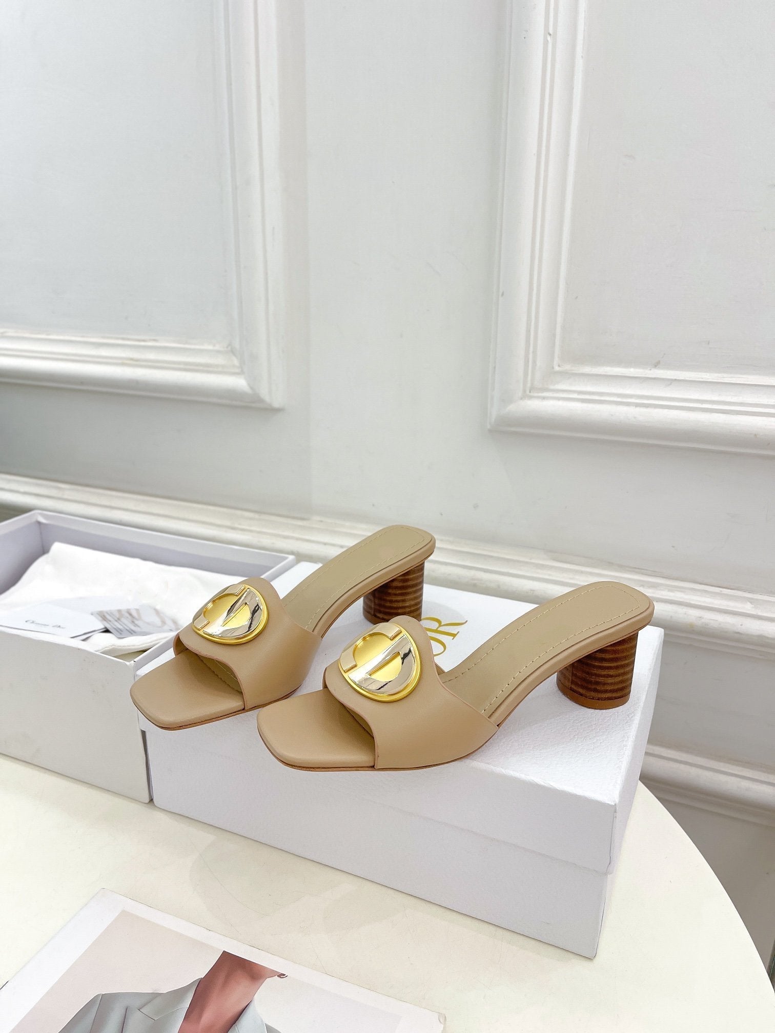 DIOR CD FOREVER HEELED 5CM BEIGE