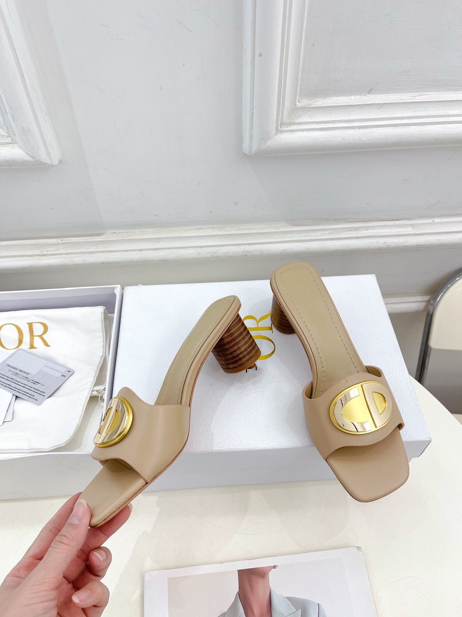 DIOR CD FOREVER HEELED 5CM BEIGE
