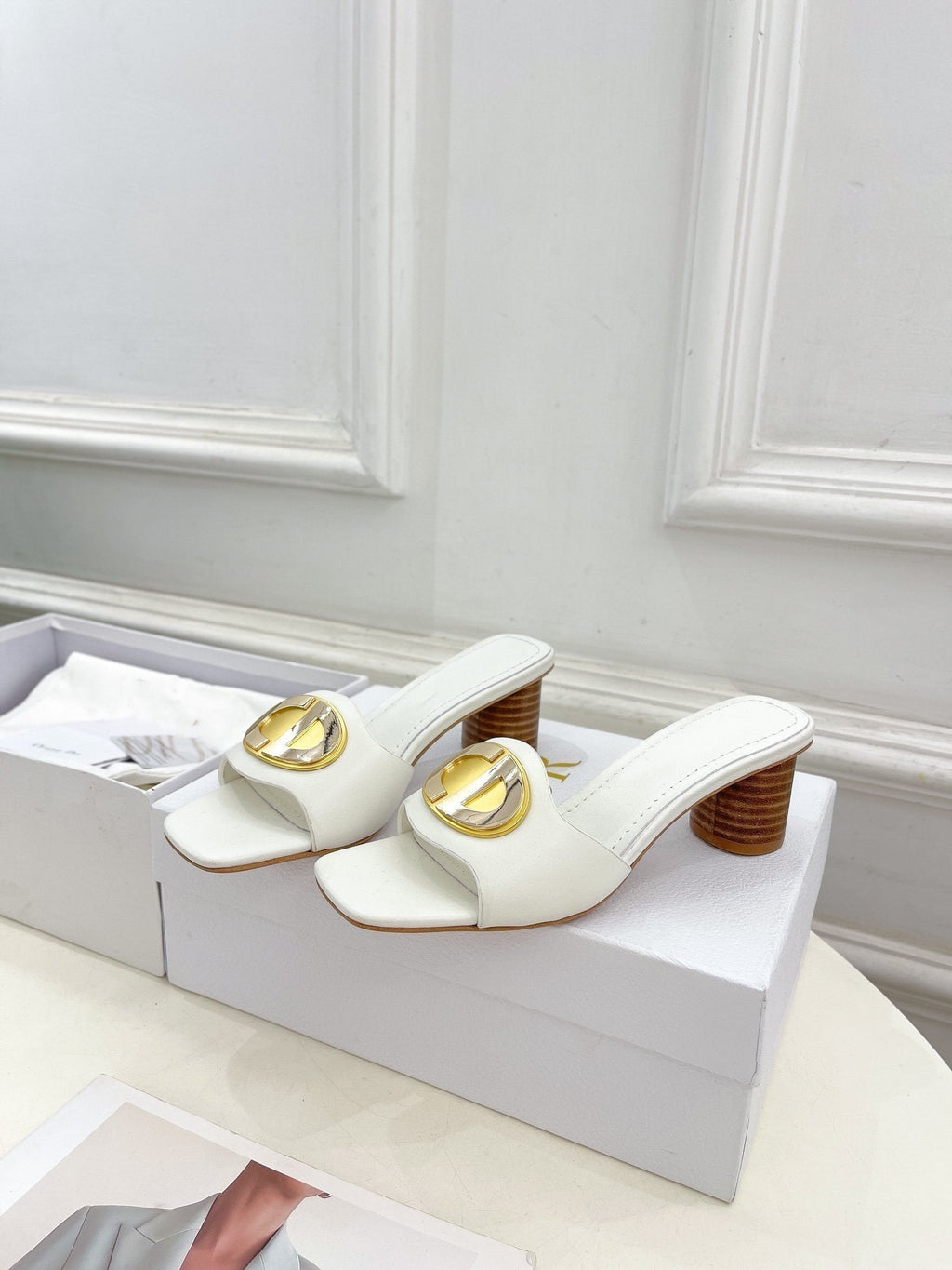 DIOR CD FOREVER HEELED 5CM WHITE