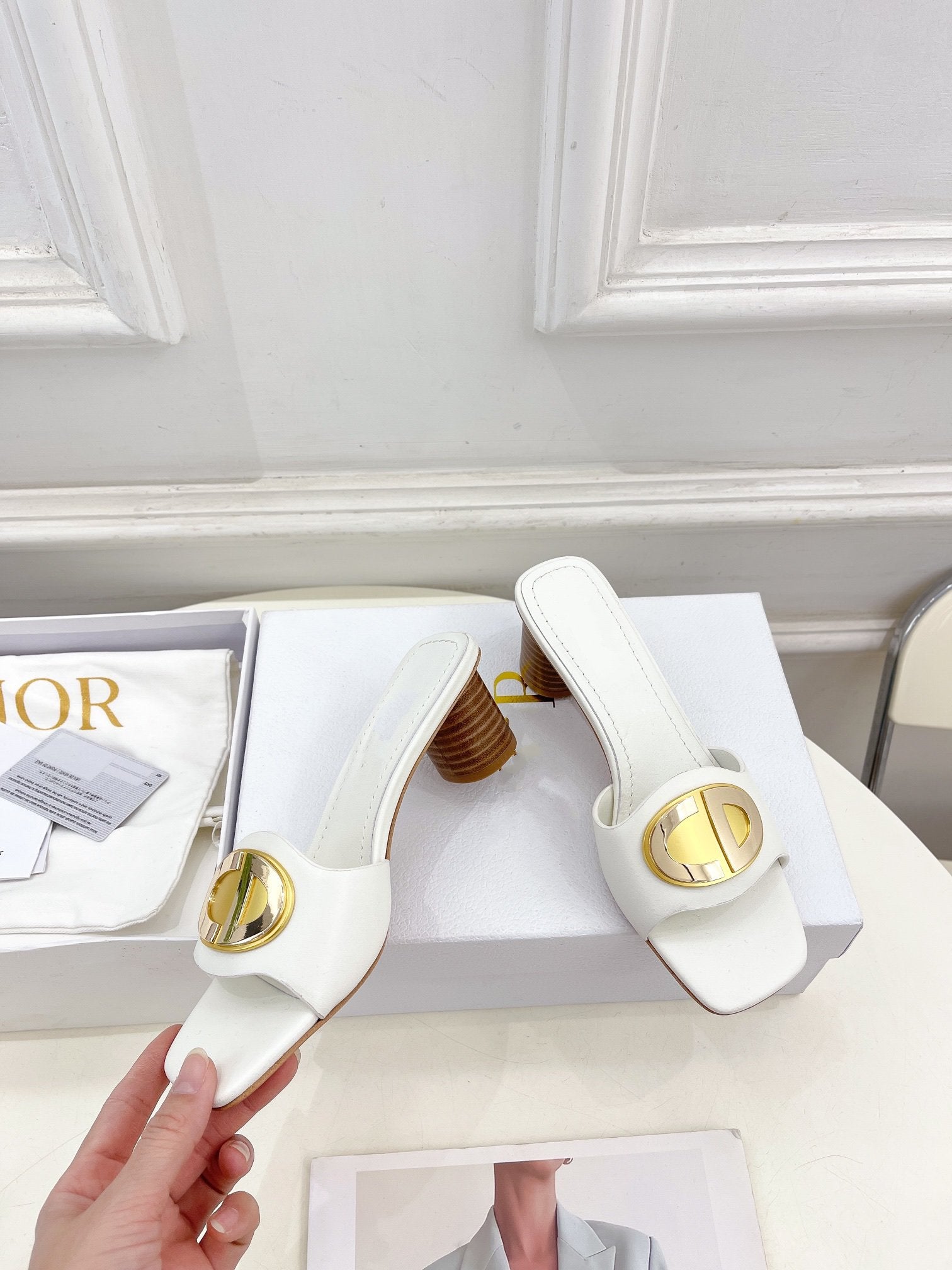 DIOR CD FOREVER HEELED 5CM WHITE