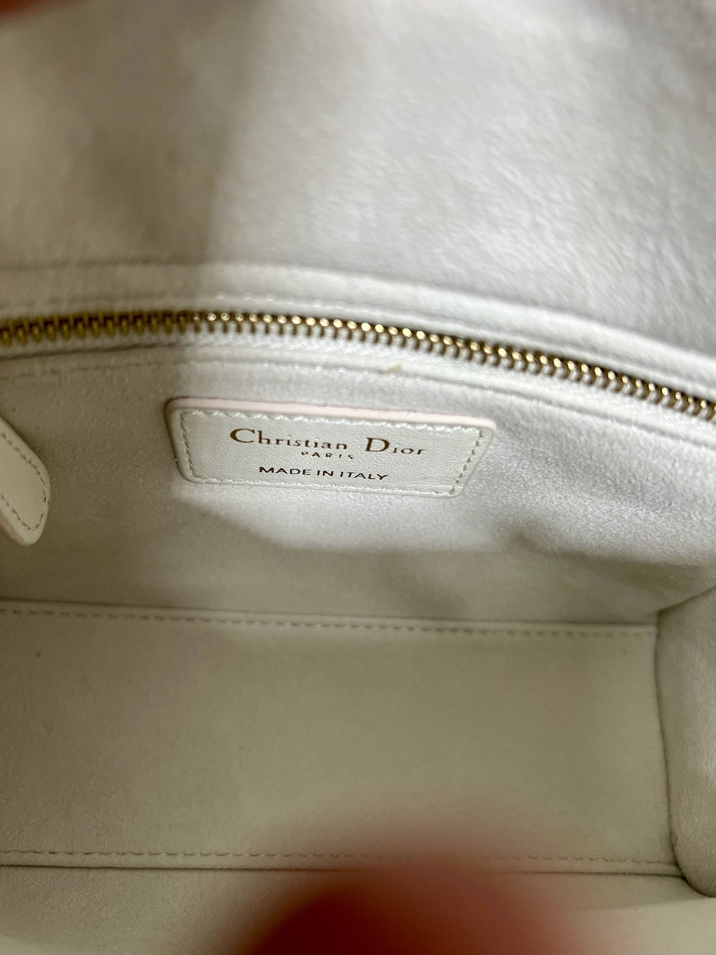 DIOR MINI LADY 17 BUTTERFLY STUD WHITE LAMBSKIN