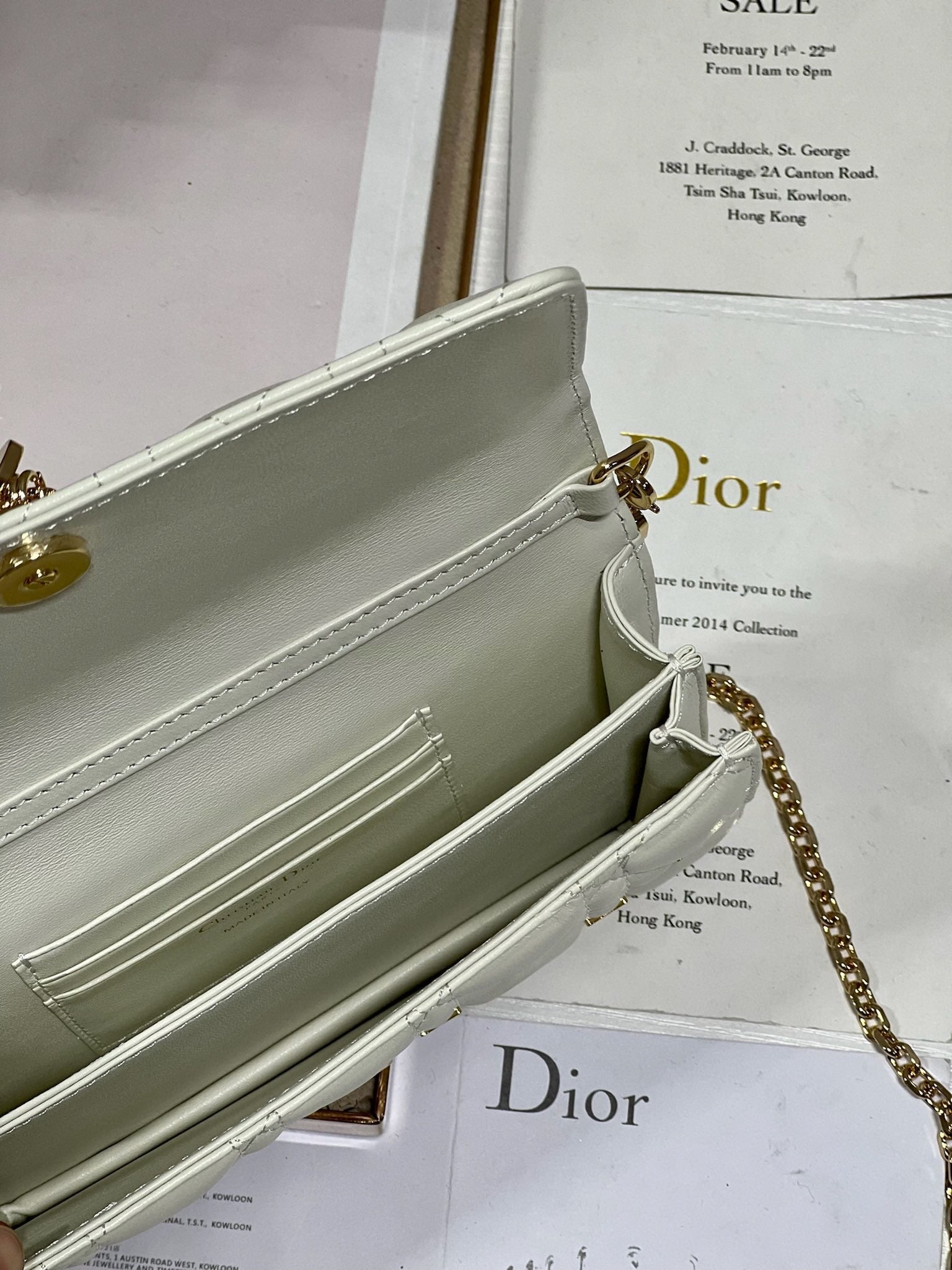 DIOR MISS LADY 21 BUTTERFLY STUD WHITE LAMBSKIN