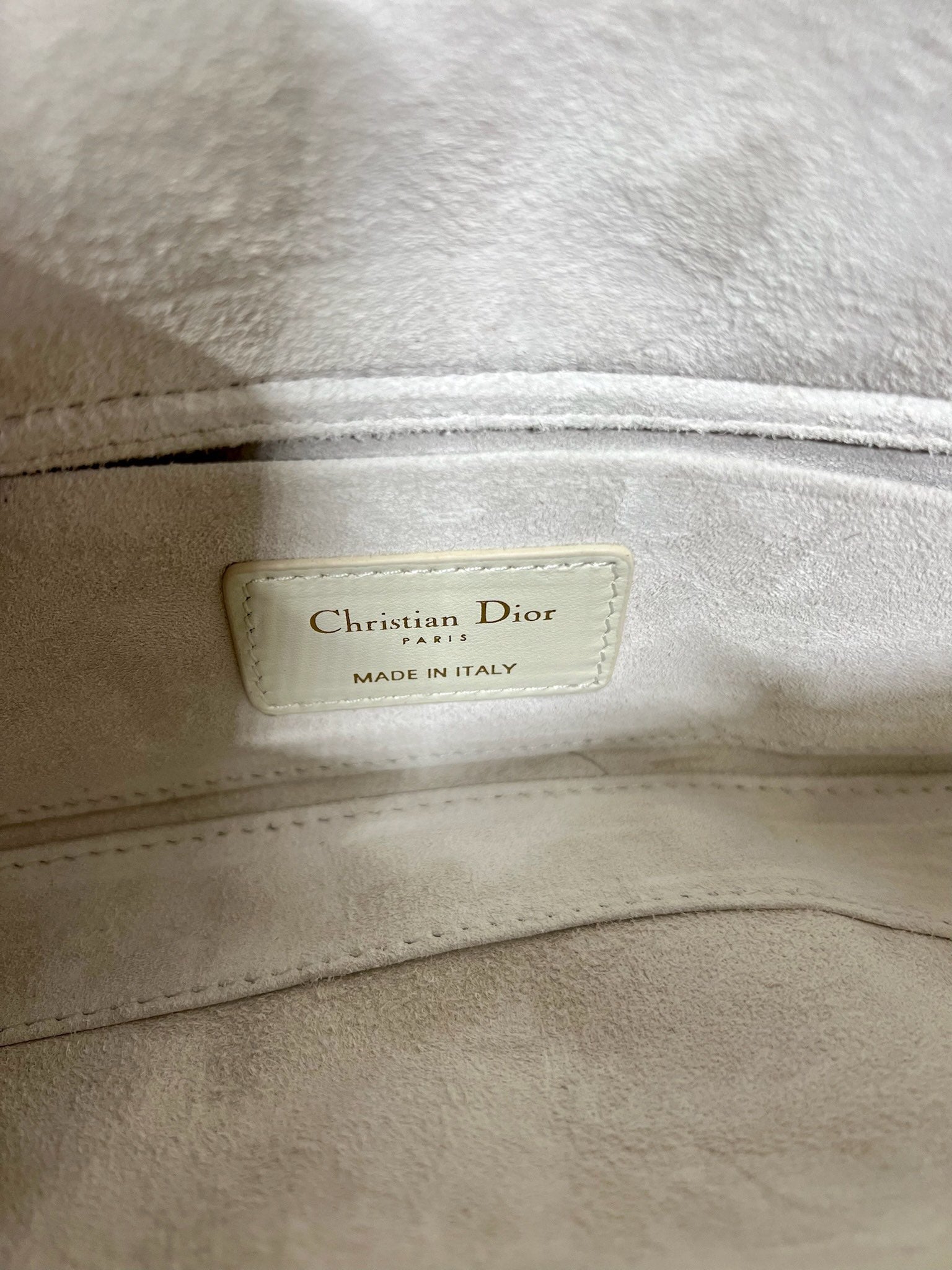 DIOR SMALL LADY D-JOY 22 BUTTERFLY STUD WHITE LAMBSKIN
