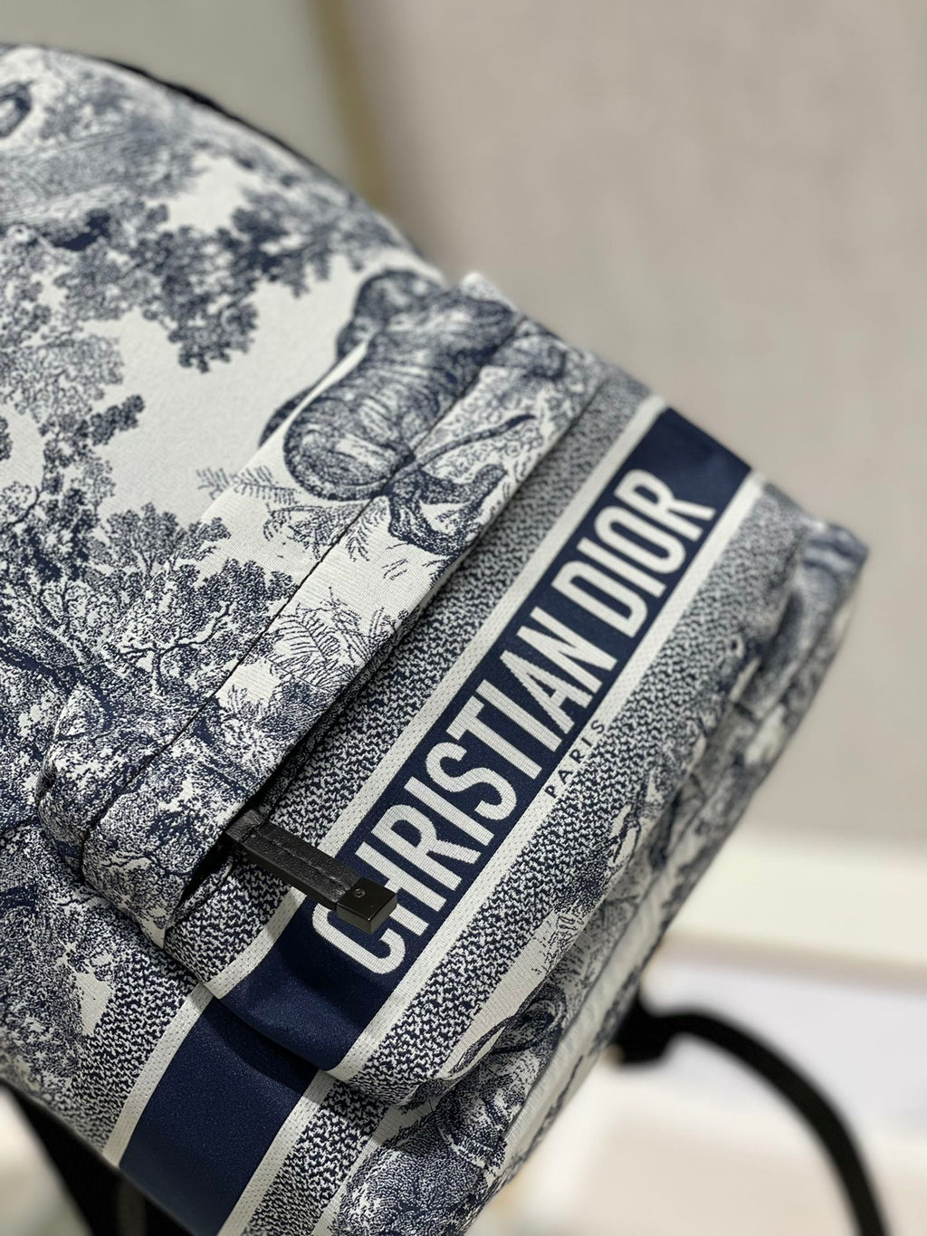 DIOR TRAVEL BACKPACK 20CM WHITE BLUE OBLIQUE JACQUARD