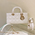 DIOR MEDIUM LADY D-JOY 26 WHITE LAMBSKIN