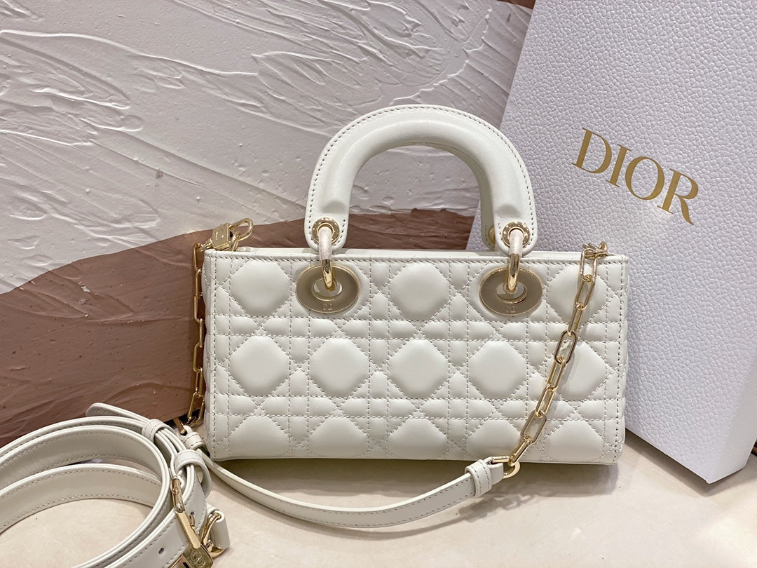DIOR MICRO LADY D-JOY 16.5 WHITE LAMBSKIN