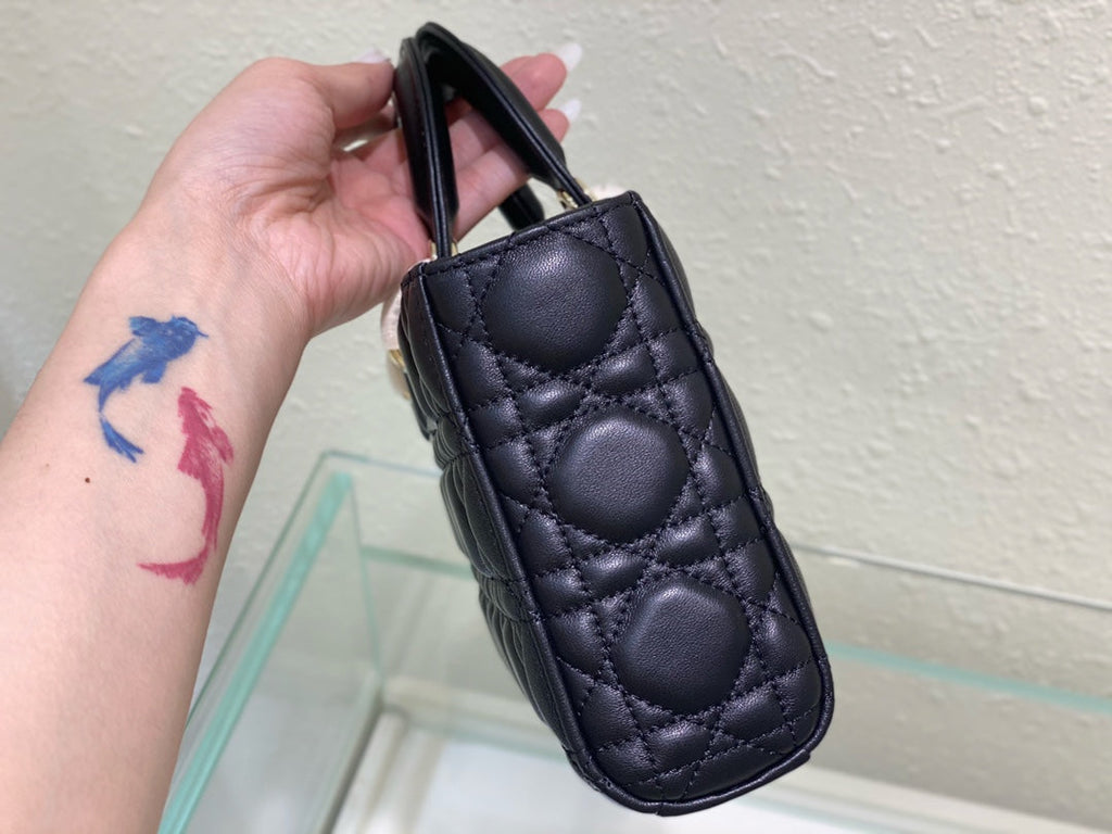 DIOR MEDIUM LADY D-JOY 26 BLACK LAMBSKIN