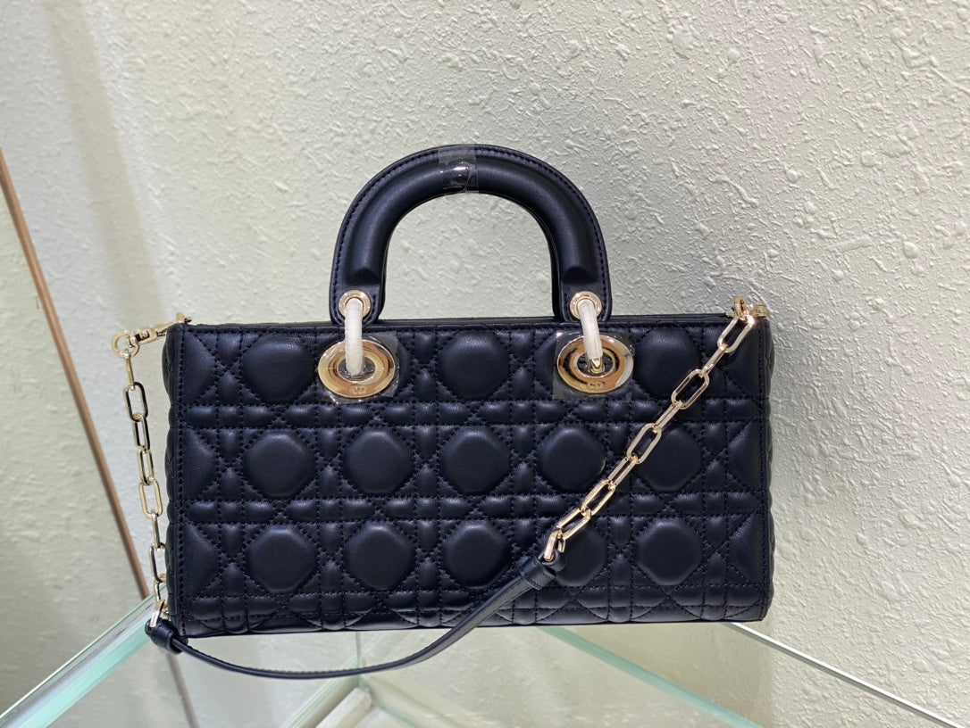 DIOR MEDIUM LADY D-JOY 26 BLACK LAMBSKIN