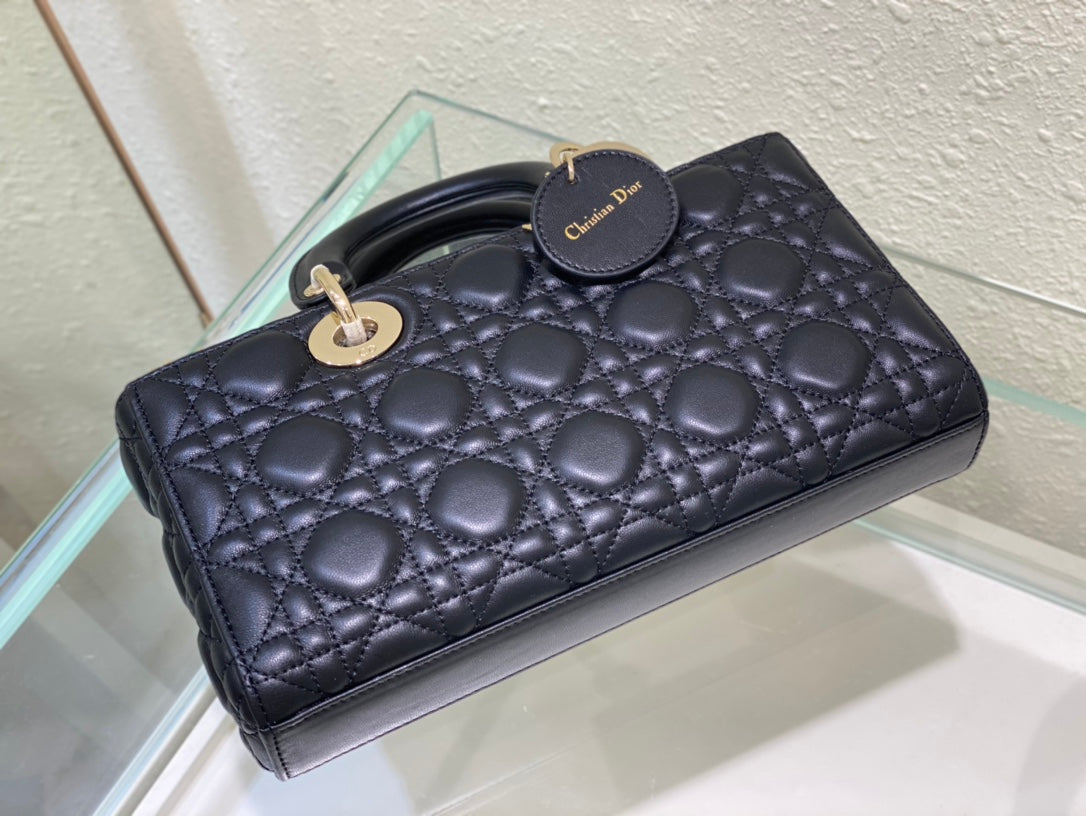 DIOR MEDIUM LADY D-JOY 26 BLACK LAMBSKIN