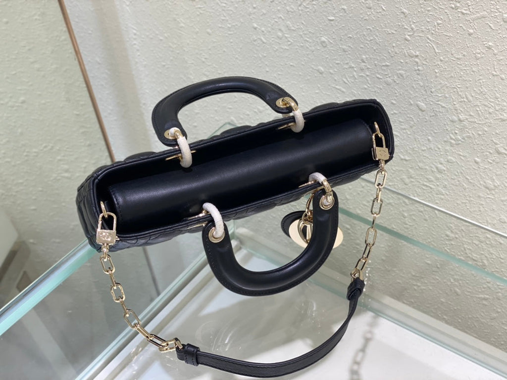 DIOR MEDIUM LADY D-JOY 26 BLACK LAMBSKIN
