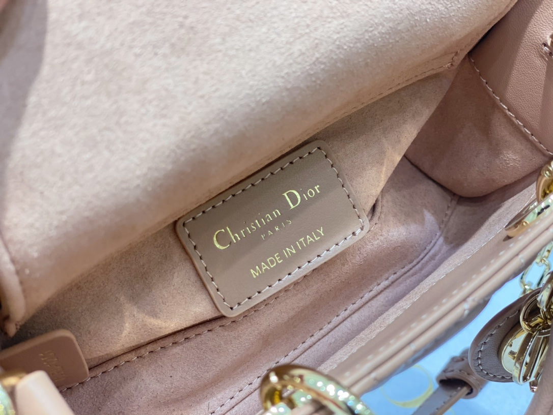 DIOR MICRO LADY D-JOY 16.5 ROSE LAMBSKIN