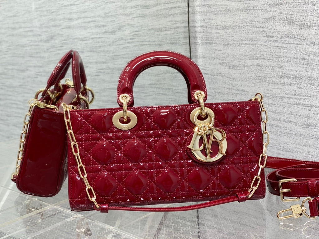 DIOR MEDIUM LADY D-JOY 26 RED PATENT CALFSKIN