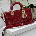 DIOR MEDIUM LADY D-JOY 26 RED PATENT CALFSKIN