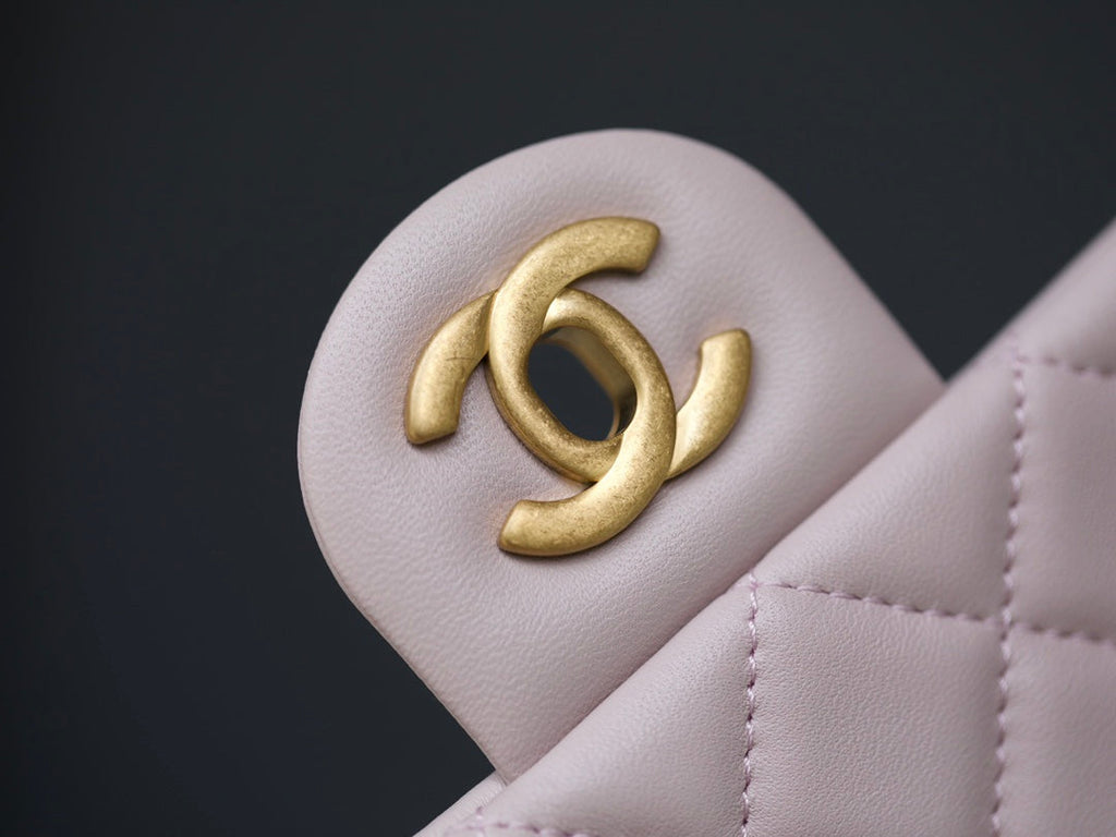 CHANEL MINI RECTANGLE FLAP BAG 20CM LIGHT PINK LAMBSKIN GOLD HARDWARE