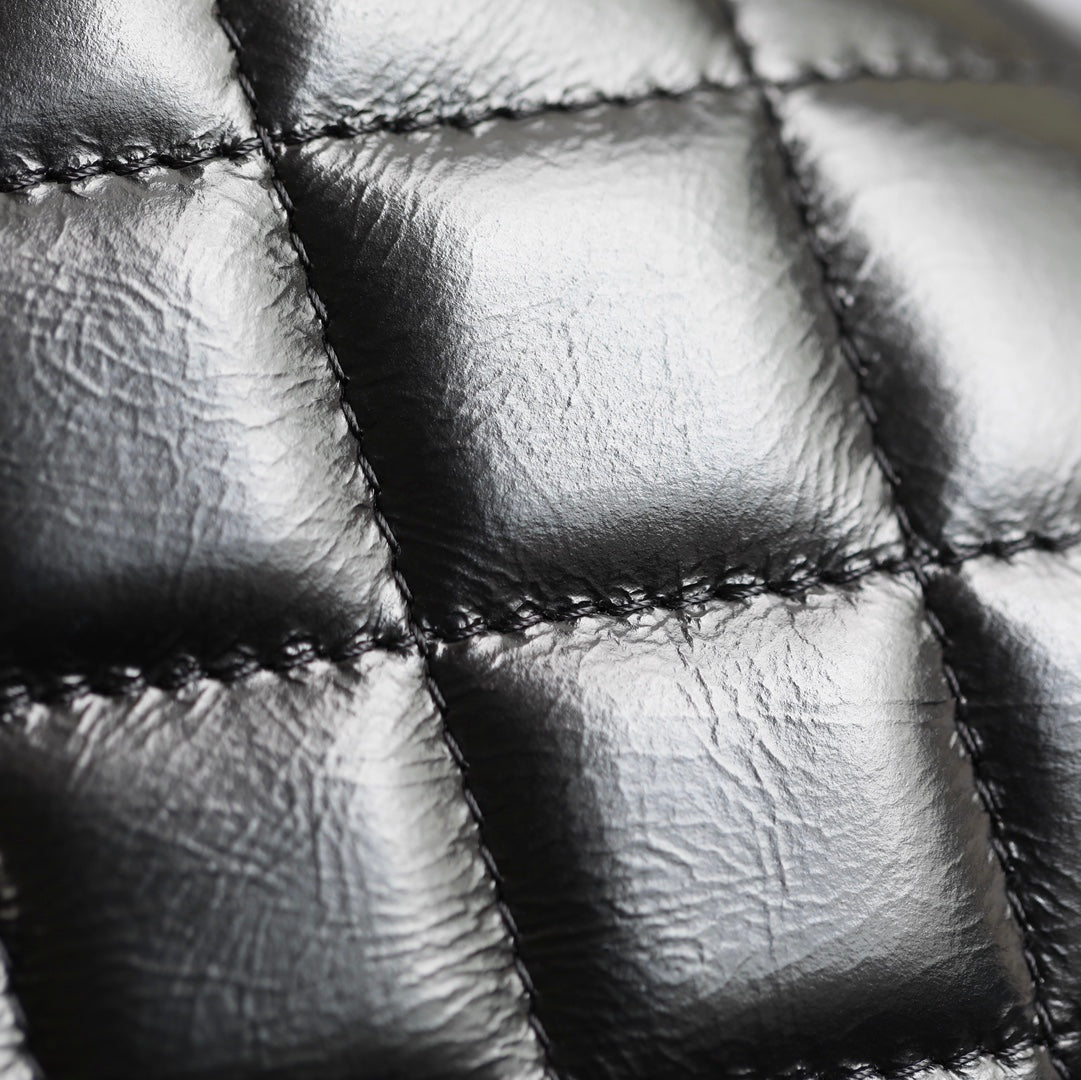 CHANEL VANITY CASE 17 BLACK LAMBSKIN SILVER HARDWARE