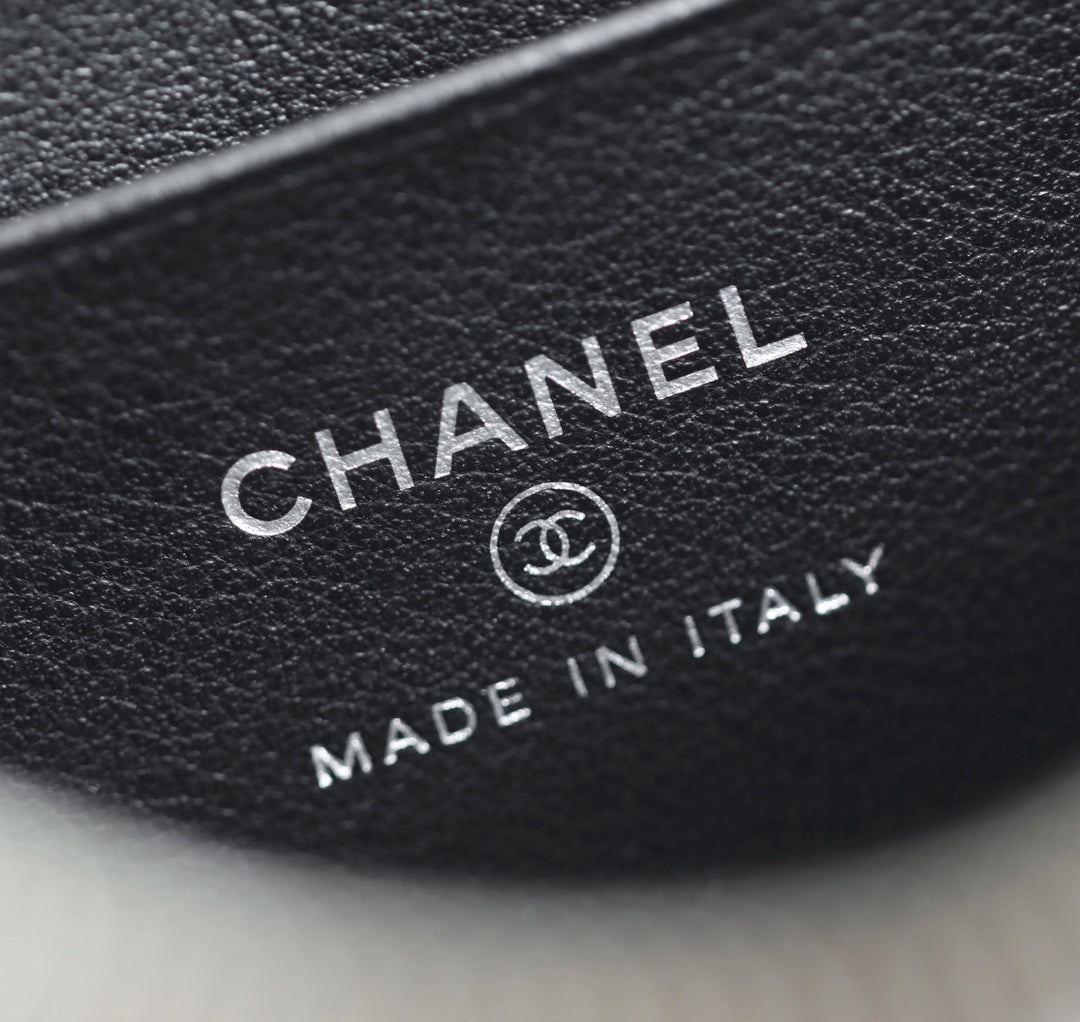 CHANEL VANITY CASE 17 BLACK LAMBSKIN SILVER HARDWARE