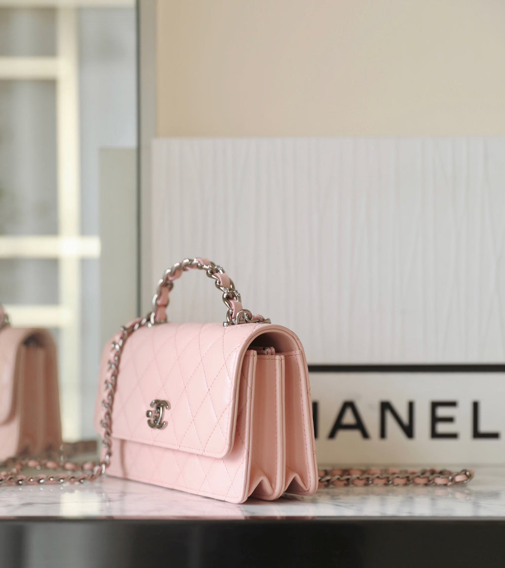 CHANEL WOC 18.5 PINK LAMBSKIN SILVER HARDWARE